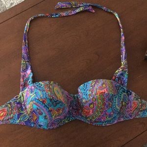 Blue paisley swim suit top